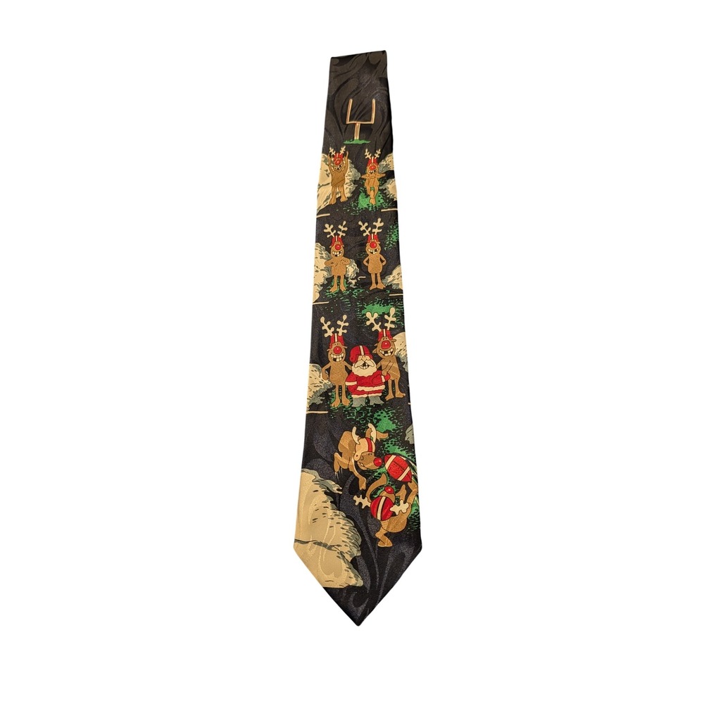 The Christmas Collection Mens Reindeer Santa Football Holiday Novelty Necktie